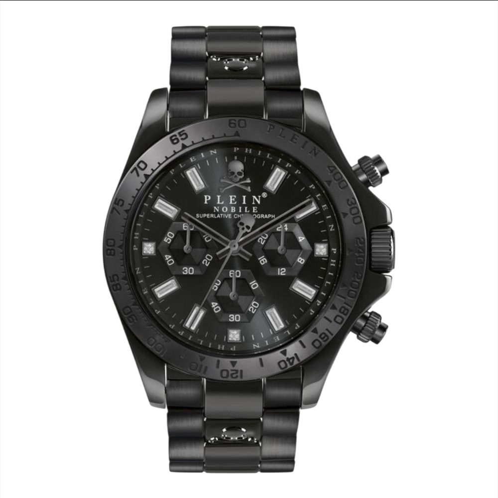 PHILIPP PLEIN | Nobile Chronograph Black Skull Watch 43mm Stainless Steel